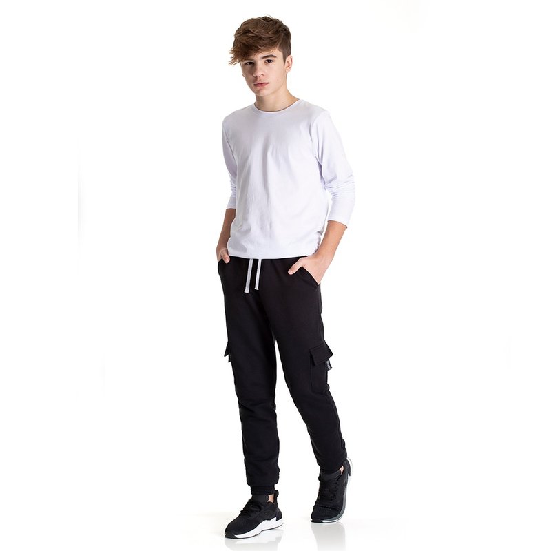 Calça Jogger Cargo Juvenil Preto TMX