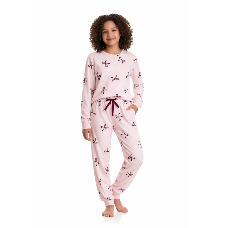 Pijama Inverno Meia Malha Juvenil Menina Laço - TMX